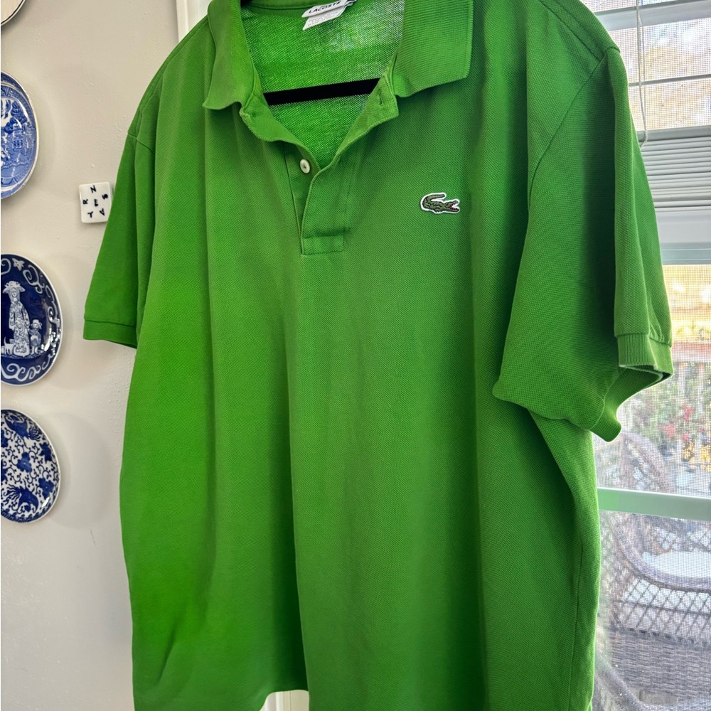 Lacoste Mens Polo Short Sleeve Shirt Green Size 6 Good Used 100% Cotton - Picture 6 of 9